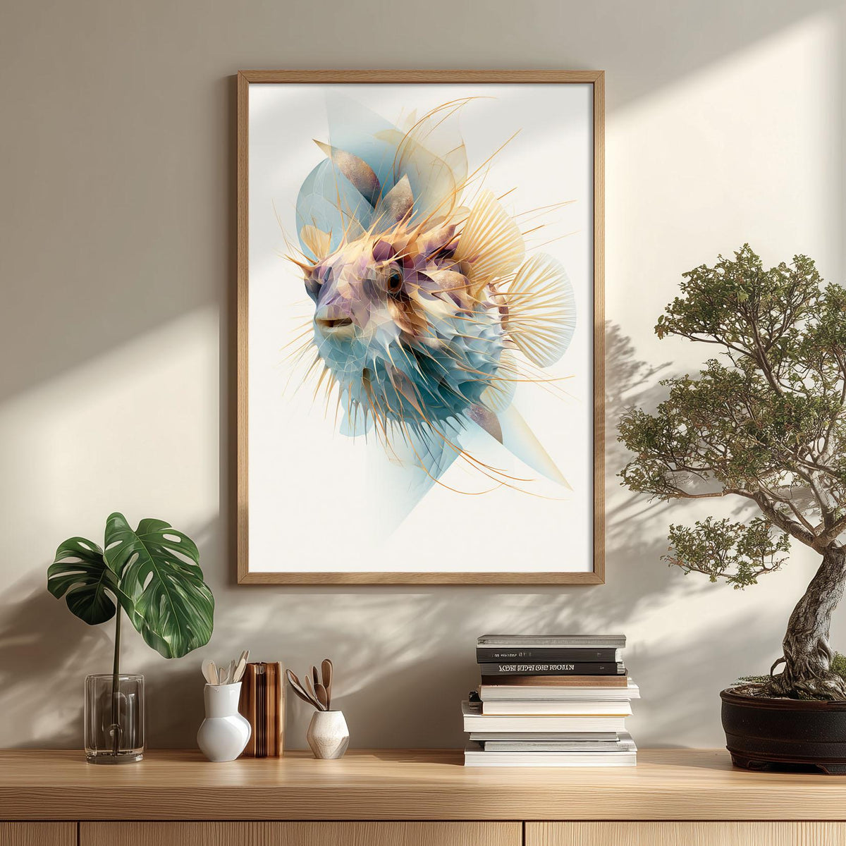Pufferfish Poster, Pastel Sea Life Print, Modern Marine Wall Art