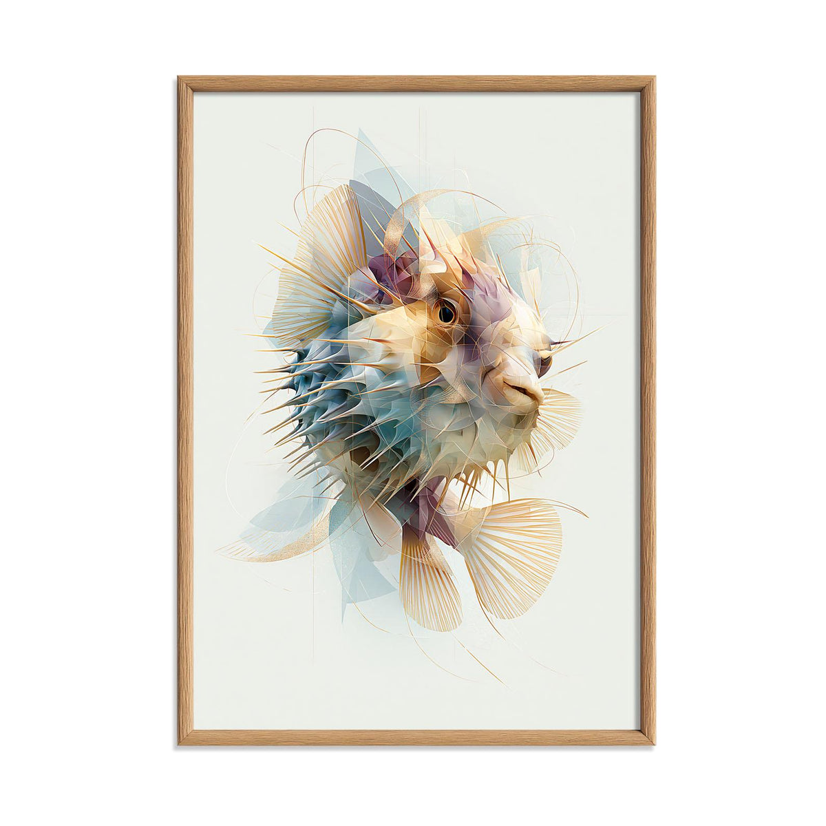 Pufferfish Wall Art, Abstract Sea Life Print, Modern Marine Poster