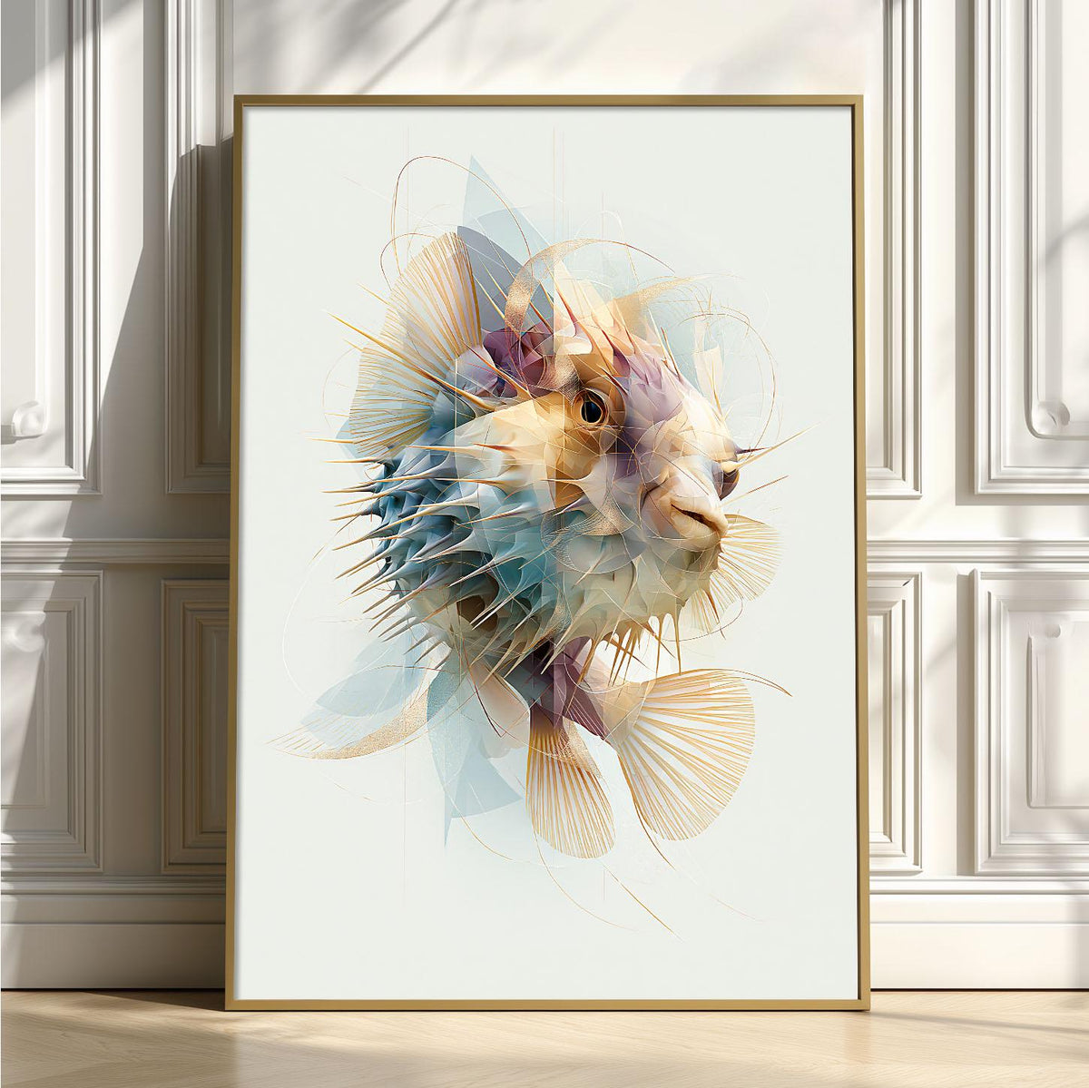 Pufferfish Wall Art, Abstract Sea Life Print, Modern Marine Poster