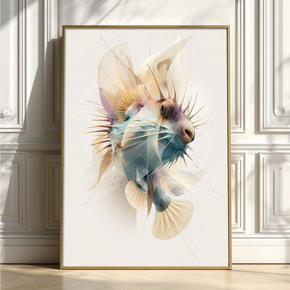 Geometric Pufferfish Poster, Abstract Sea Life Print, Pastel Marine Wall Art