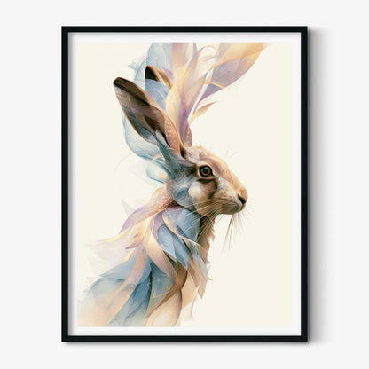 Hare Poster, Abstract Woodland Animal Print, Modern Nature Wall Art