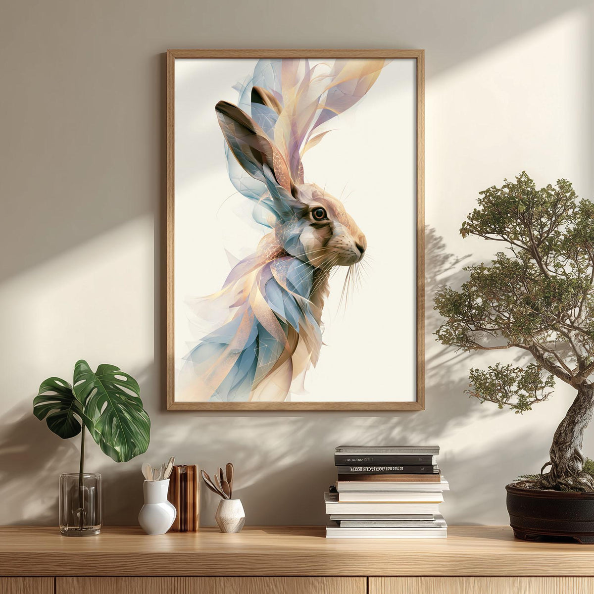 Hare Poster, Abstract Woodland Animal Print, Modern Nature Wall Art