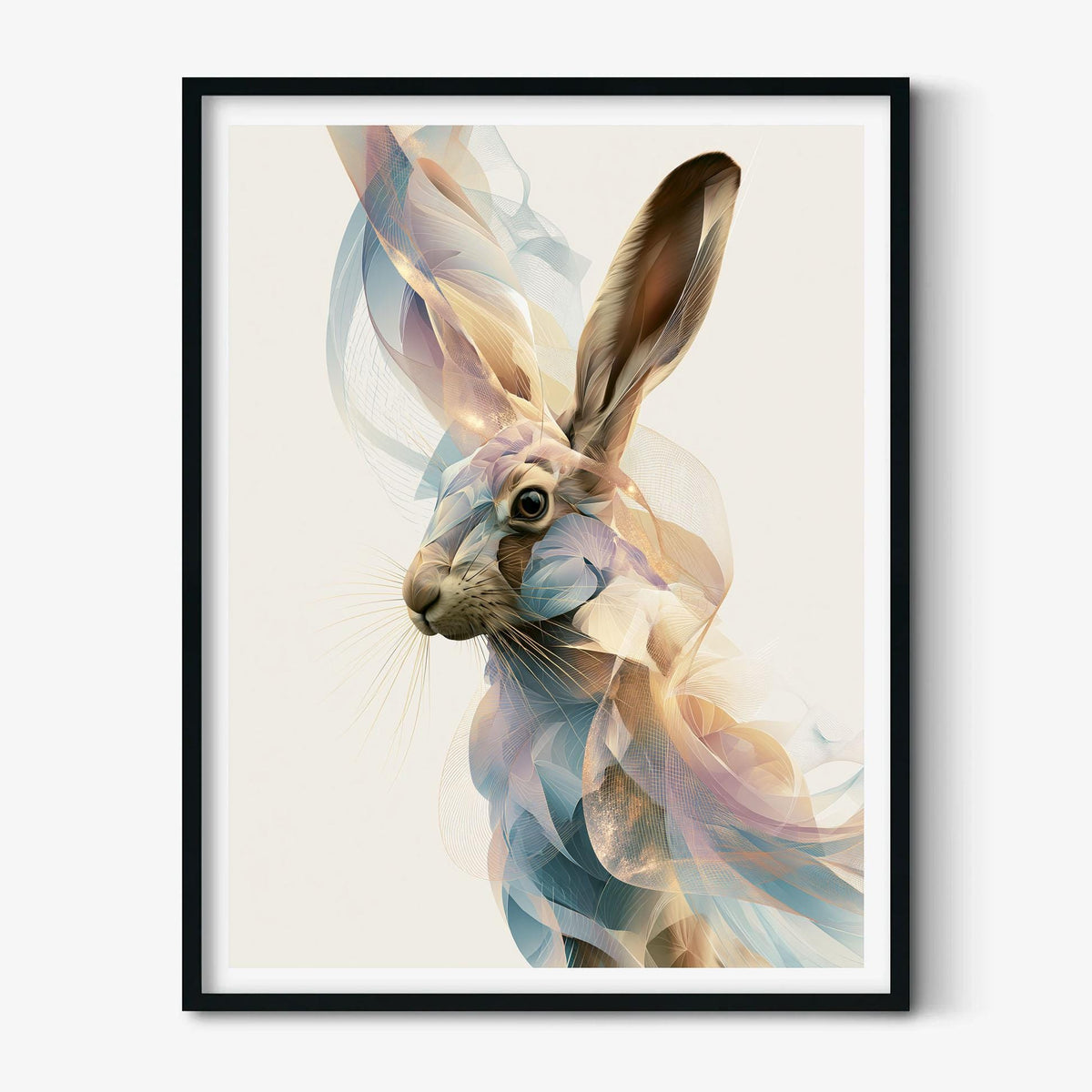 Hare Poster, Abstract Woodland Animal Print, Modern Nature Wall Art