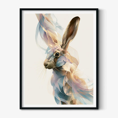 Hare Poster, Abstract Woodland Animal Print, Modern Nature Wall Art