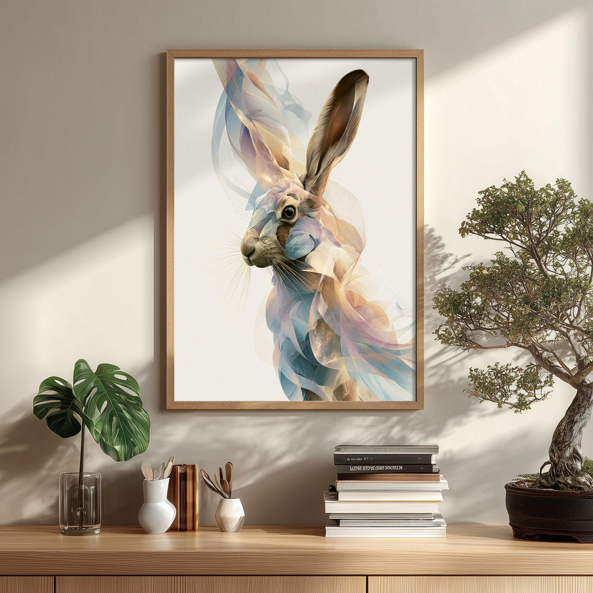 Hare Poster, Abstract Woodland Animal Print, Modern Nature Wall Art