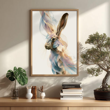 Hare Poster, Abstract Woodland Animal Print, Modern Nature Wall Art