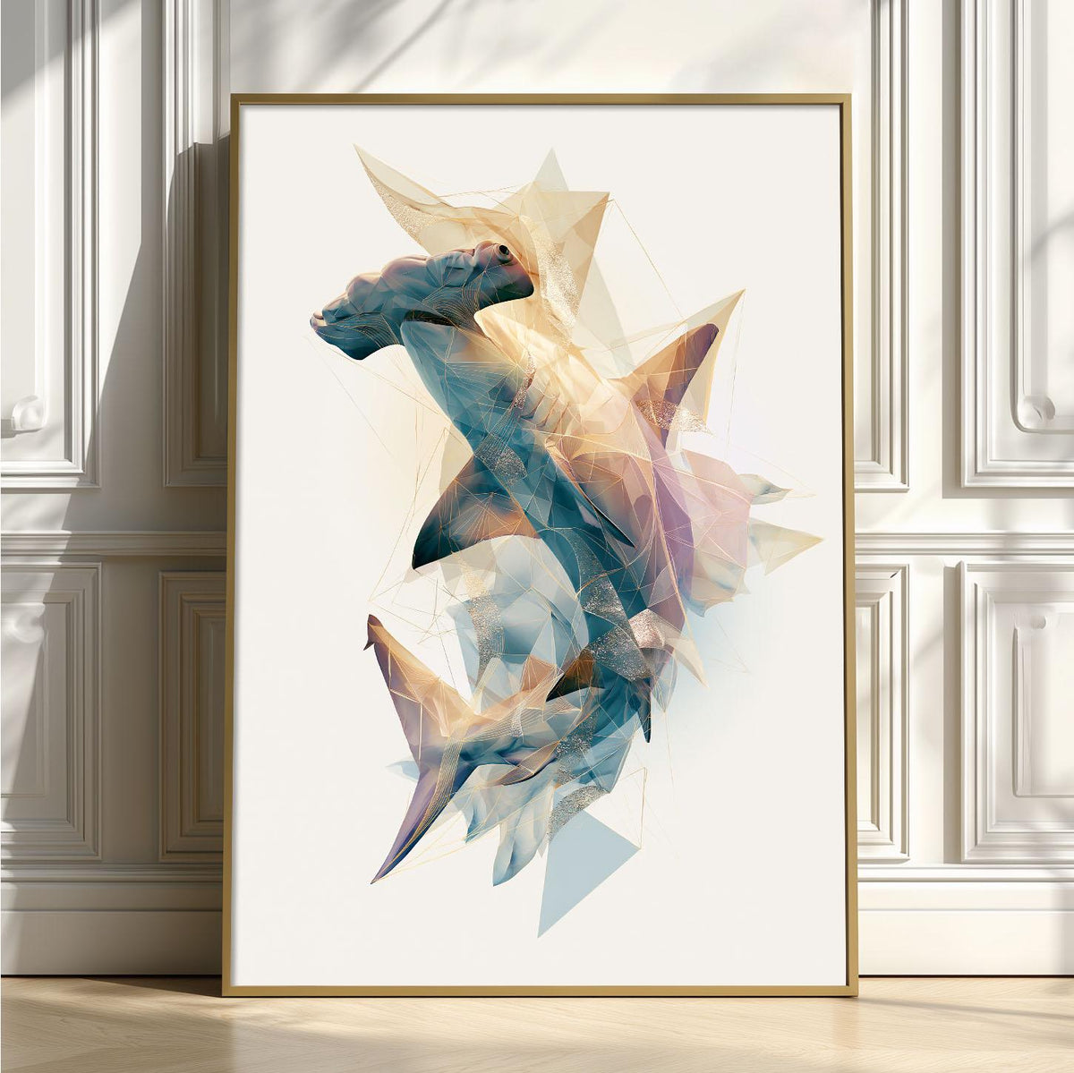 Hammerhead Shark Print, Abstract Ocean Animal Poster, Modern Marine Wall Art