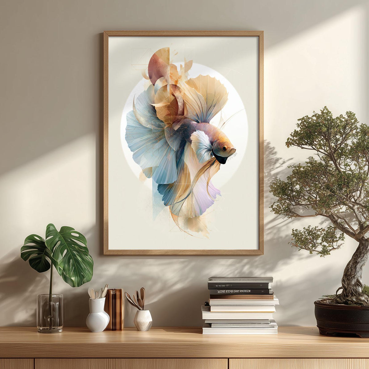 Betta Fish Wall Art, Siamese Fighting Fish Print, Abstract Aquarium Poster