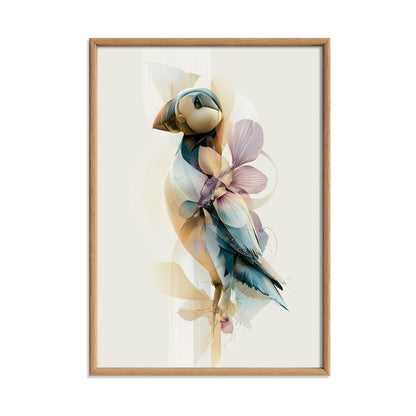 Puffin Print, Abstract Seabird Wall Art, Modern Coastal Bird Poster