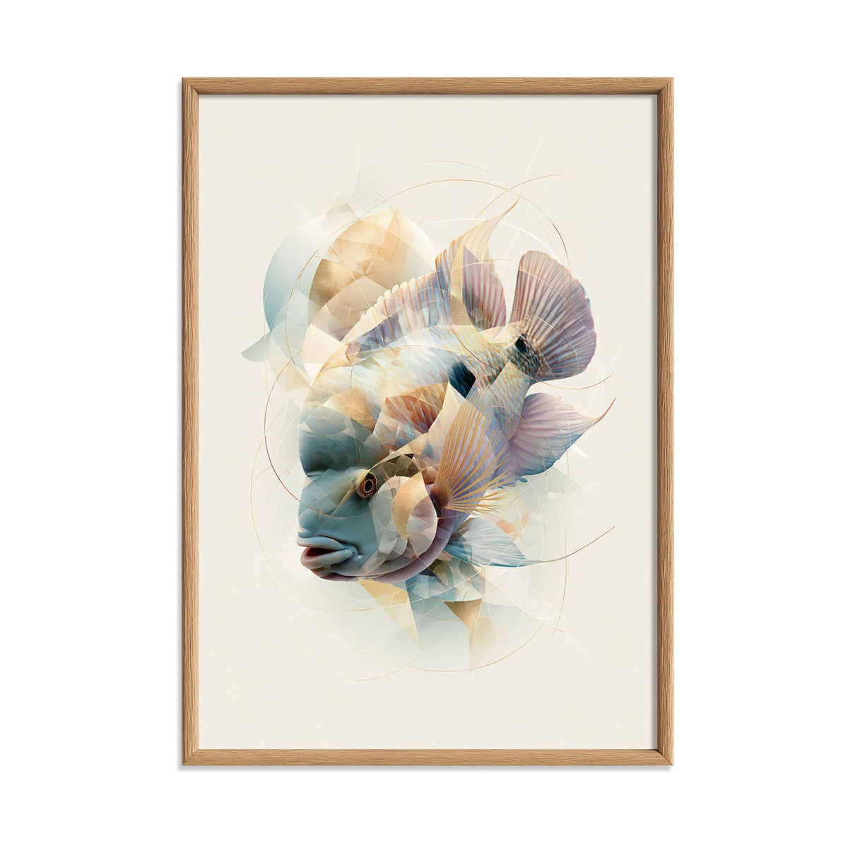 Terror Cichlid Wall Art, Abstract Aquarium Fish Print, Modern Tropical Fish Poster, Pastel Geometric Decor