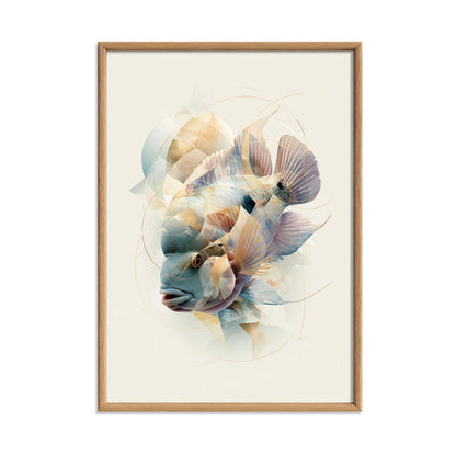 Terror Cichlid Wall Art, Abstract Aquarium Fish Print, Modern Tropical Fish Poster, Pastel Geometric Decor