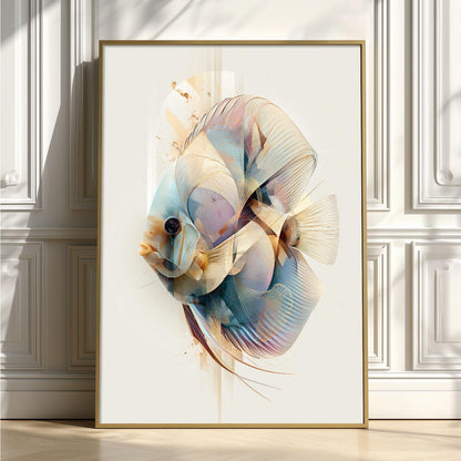 Discus Fish Wall Art, Abstract Aquarium Print, Modern Tropical Fish Poster
