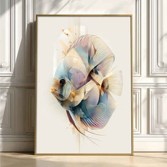 Discus Fish Wall Art, Abstract Aquarium Print, Modern Tropical Fish Poster