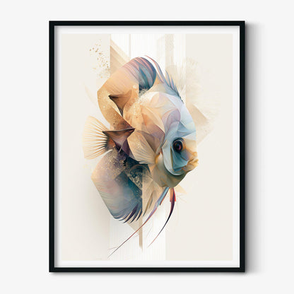 Discus Fish Print, Abstract Freshwater Wall Art, Modern Aquarium Poster