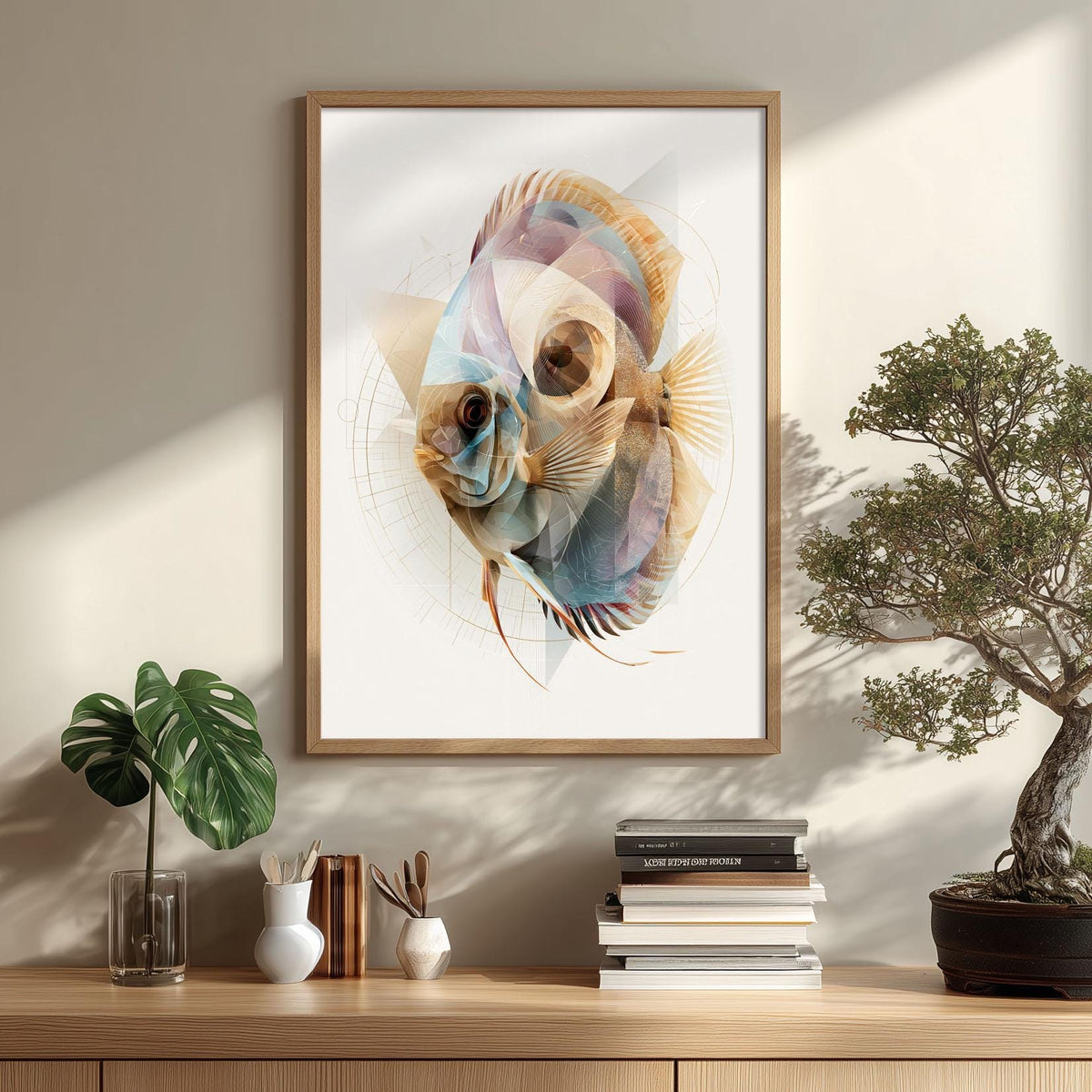 Discus Fish Wall Art, Abstract Aquarium Print, Modern Freshwater Fish Poster