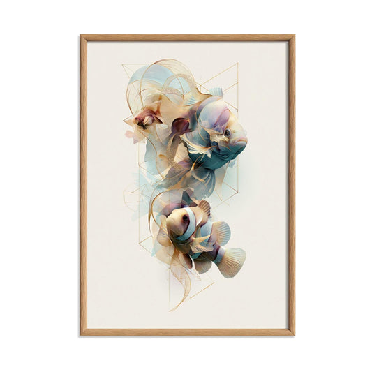 Clownfish Wall Art, Abstract Coastal Fish Print, Modern Ocean Bathroom Decor