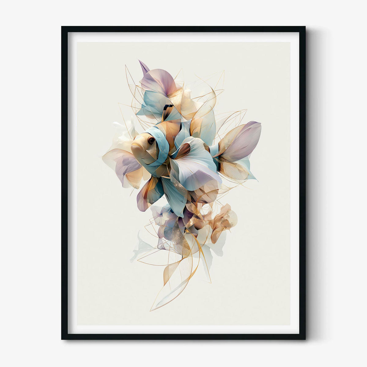Clownfish Poster, Abstract Aquarium Fish Print, Modern Coastal Wall Art