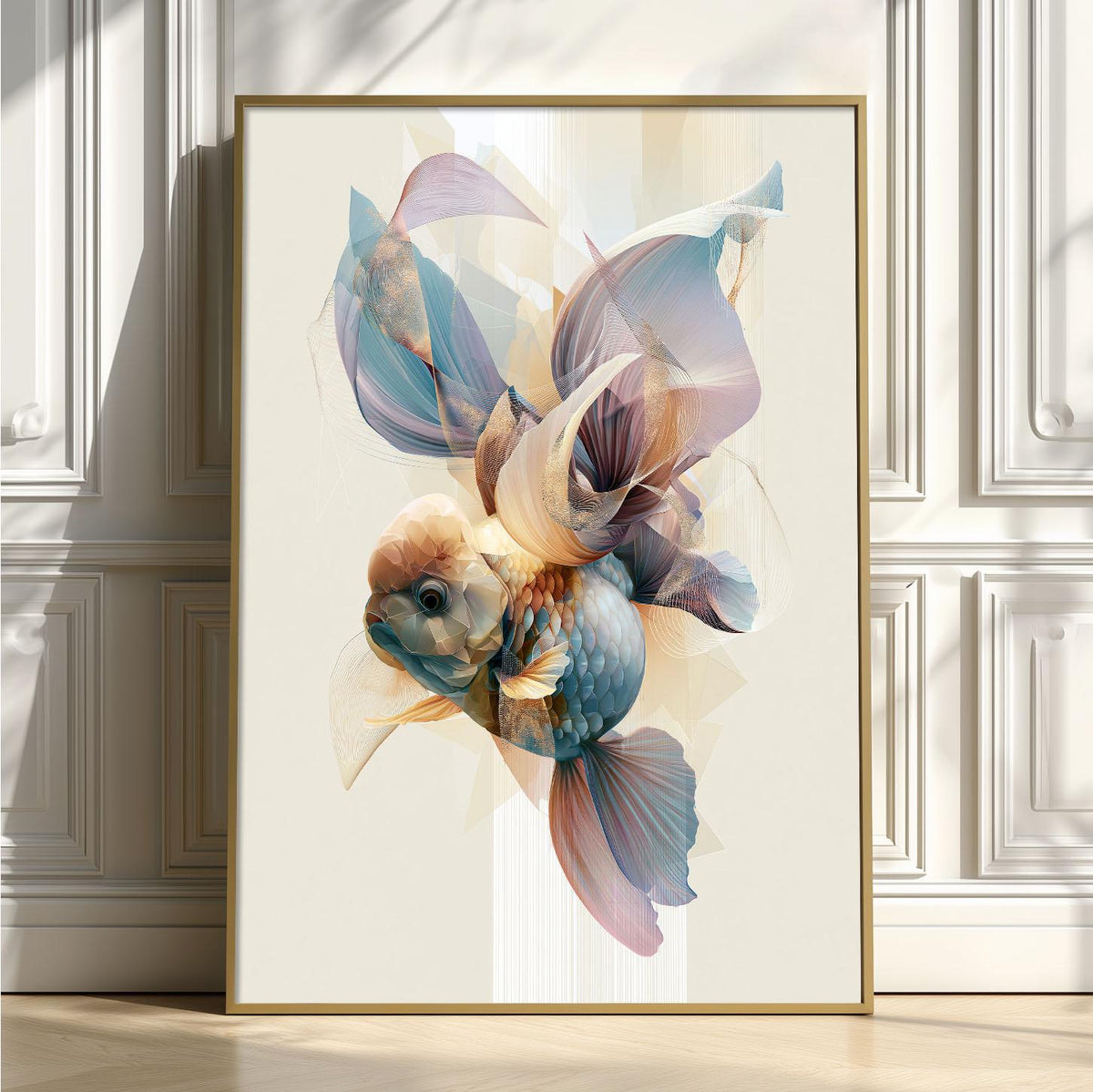 Goldfish Wall Art, Abstract Goldfish Print, Coastal Bathroom Poster, Modern Aquarium Fish Decor