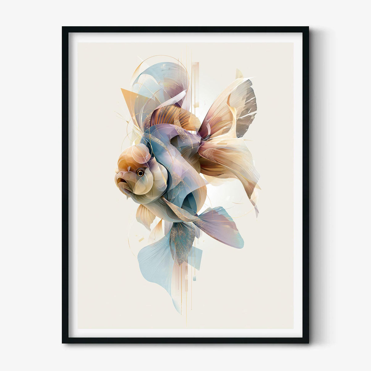 Abstract Goldfish Print, Modern Fish Wall Art, Soft Pastel Aquarium Decor, Coastal Wall Poster