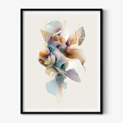 Abstract Goldfish Print, Modern Fish Wall Art, Soft Pastel Aquarium Decor, Coastal Wall Poster