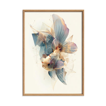Goldfish Wall Art, Abstract Goldfish Print, Coastal Bathroom Poster, Modern Aquarium Fish Decor