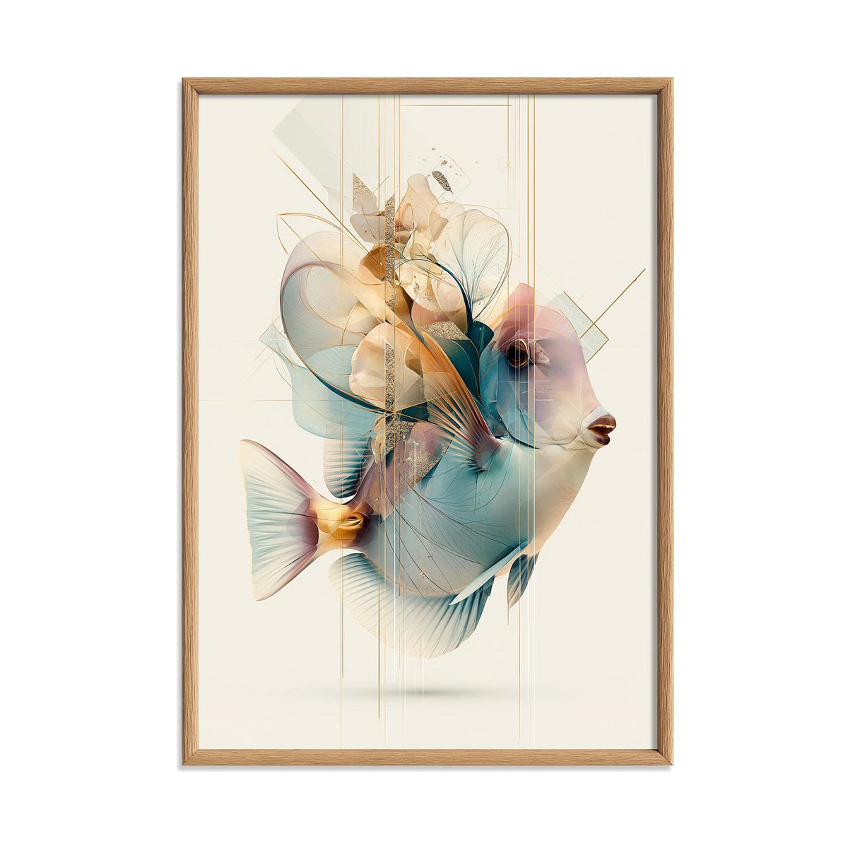Blue Tang Wall Art, Abstract Aquarium Fish Print, Coastal Bathroom Poster, Modern Tropical Fish Decor