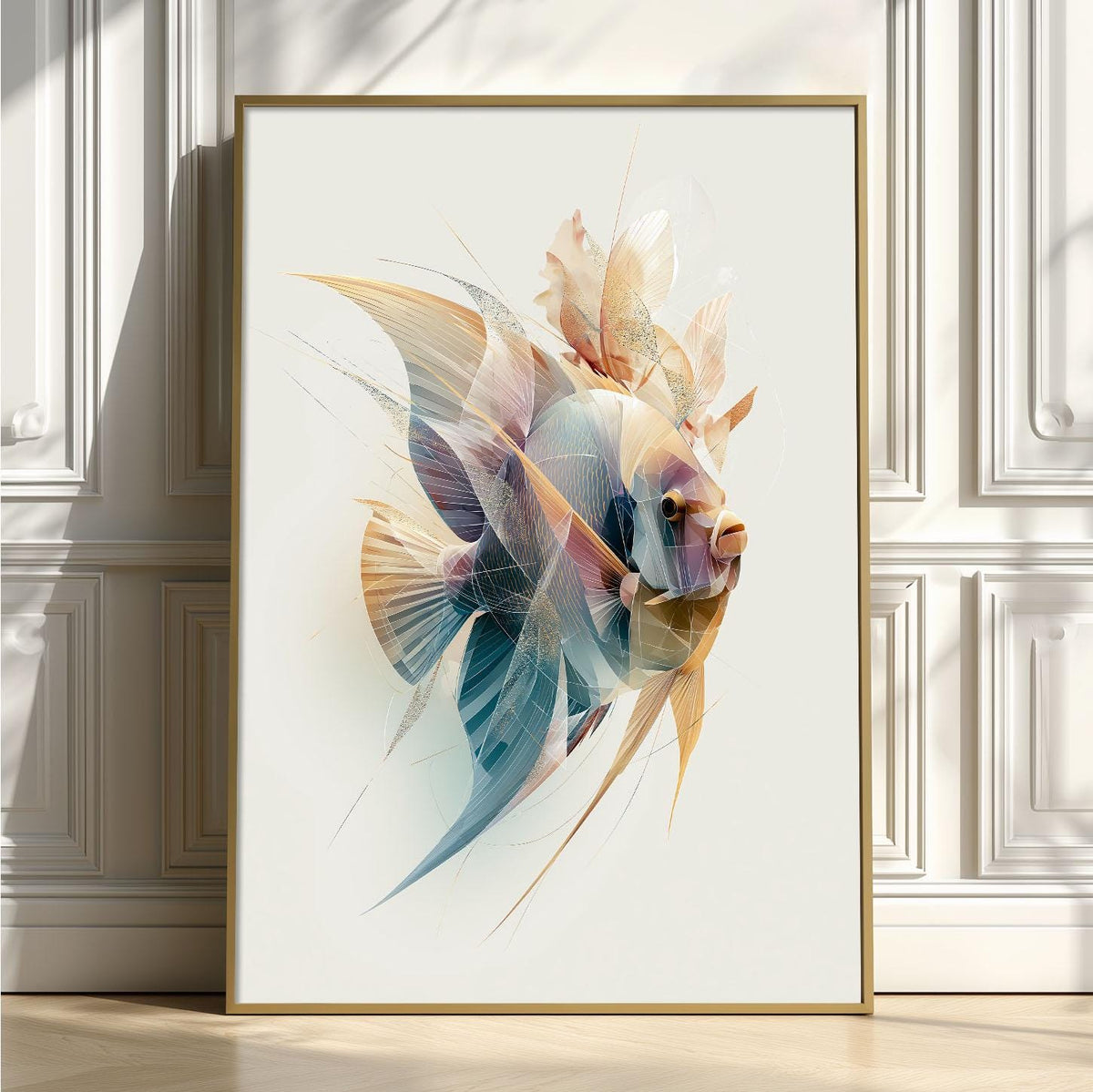 Blue Angelfish Wall Art, Abstract Angelfish Print, Coastal Fish Poster, Ocean Animal Decor, Modern Marine Life Wall Art