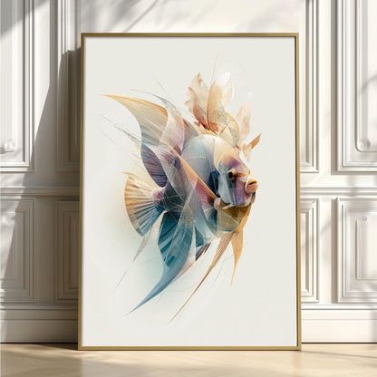 Blue Angelfish Wall Art, Abstract Angelfish Print, Coastal Fish Poster, Ocean Animal Decor, Modern Marine Life Wall Art