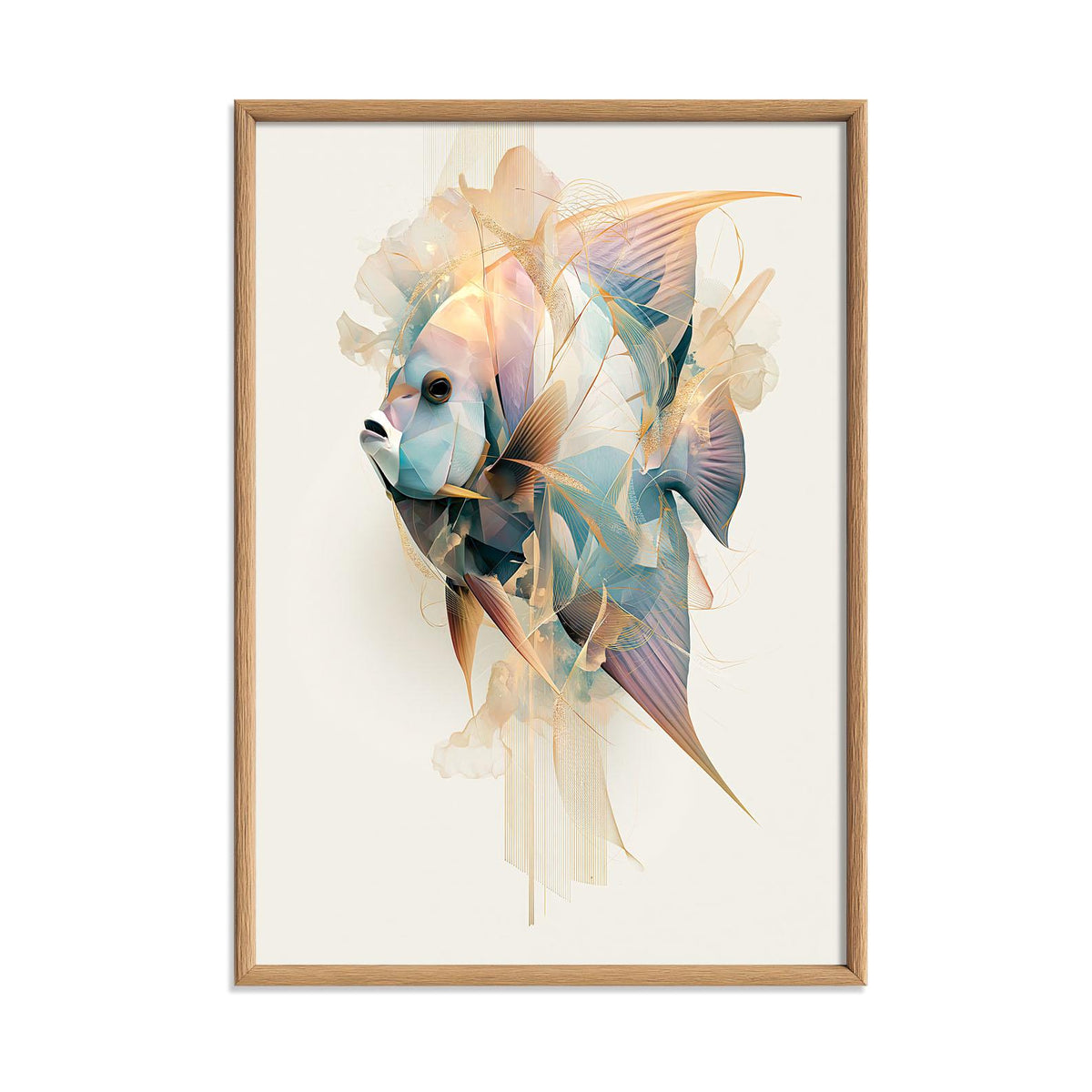 Abstract Blue Angelfish Print, Coastal Marine Life Wall Art Poster