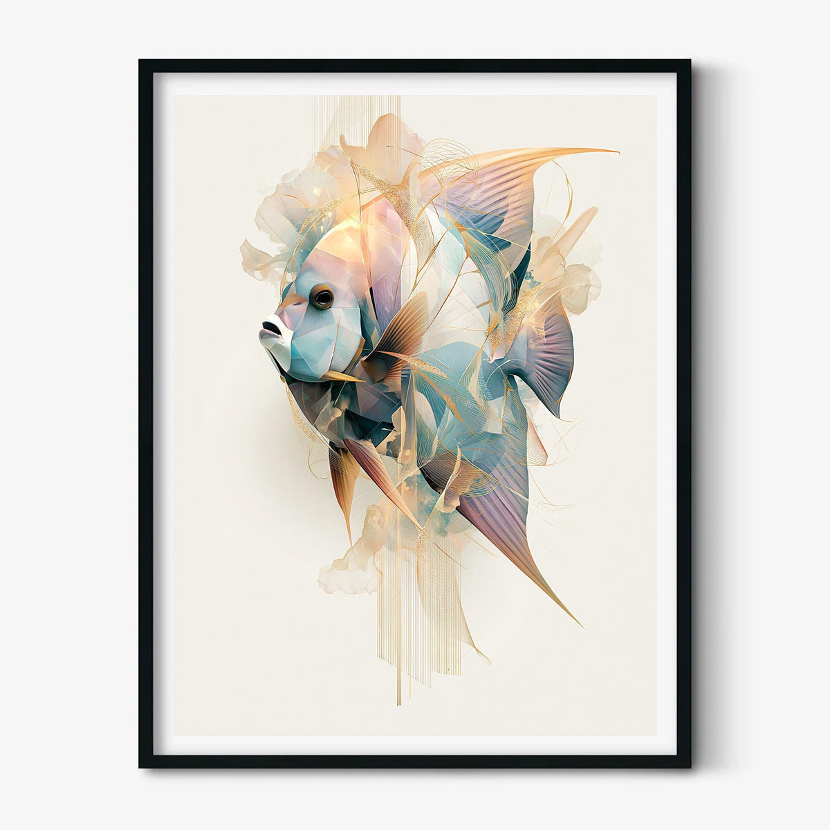 Abstract Blue Angelfish Print, Coastal Marine Life Wall Art Poster