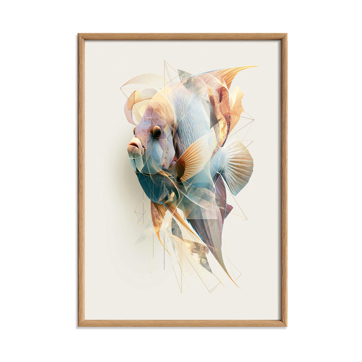Blue Angelfish Poster, Abstract Reef Fish Wall Art, Modern Coastal Bathroom Print, Pastel Aquarium Decor