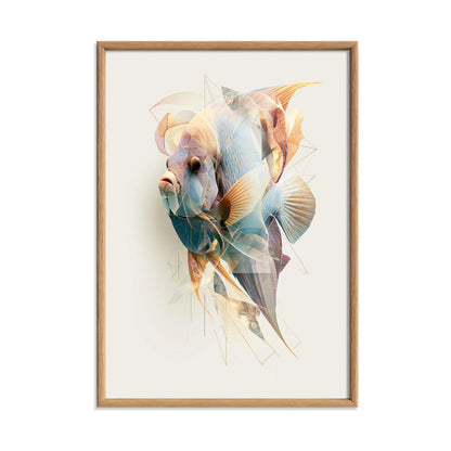 Blue Angelfish Poster, Abstract Reef Fish Wall Art, Modern Coastal Bathroom Print, Pastel Aquarium Decor