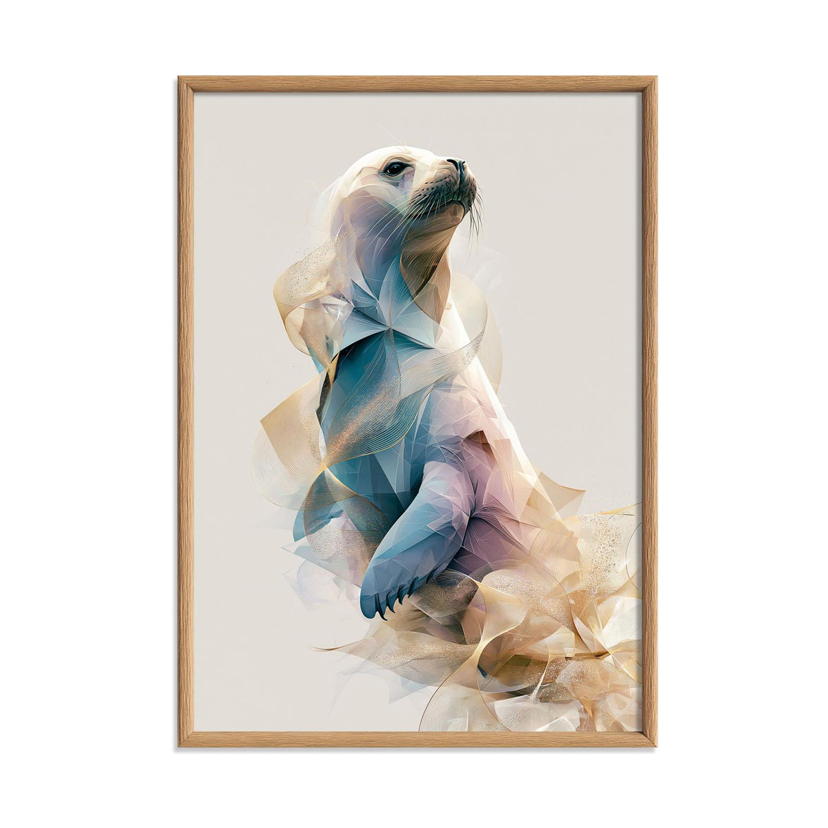 Abstract Seal Print, Geometric Animal Wall Art, Pastel Coastal Decor