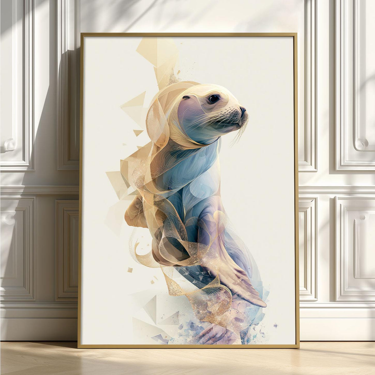 Seal Wall Art, Abstract Seal Print, Coastal Bathroom Poster, Modern Ocean Animal Decor
