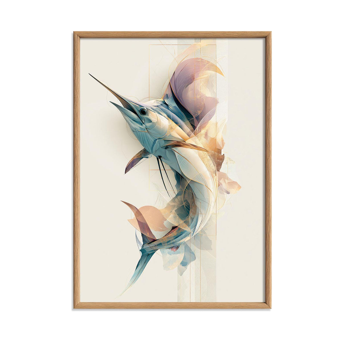 Marlin Poster, Abstract Billfish Print, Modern Ocean Wall Art, Coastal Bathroom Decor