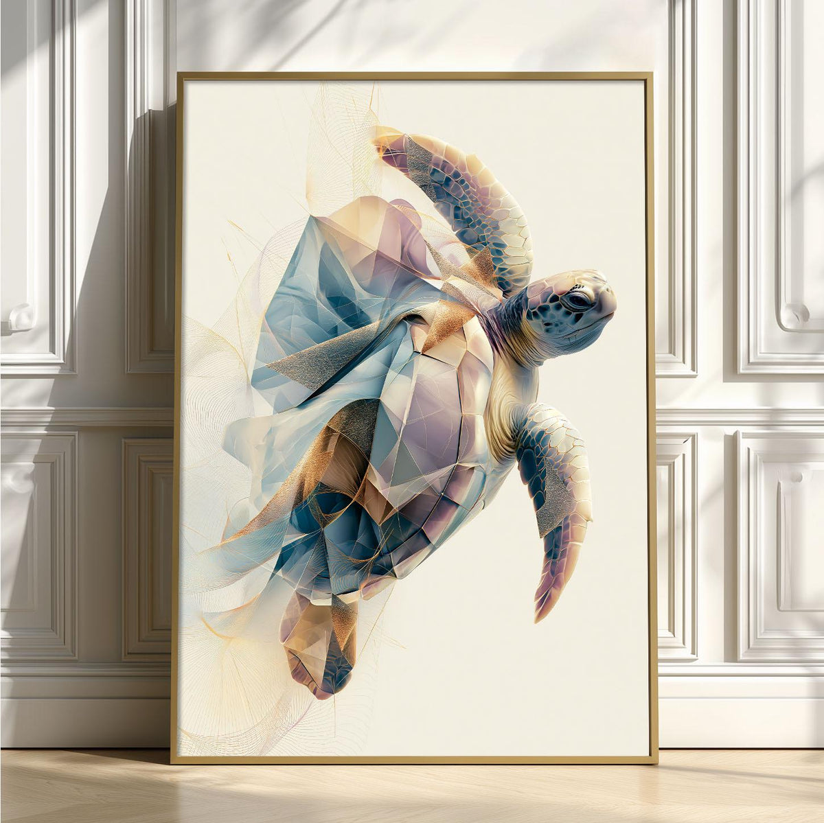 Sea Turtle Poster, Abstract Coastal Animal Print, Modern Ocean Wall Art, Bathroom Decor
