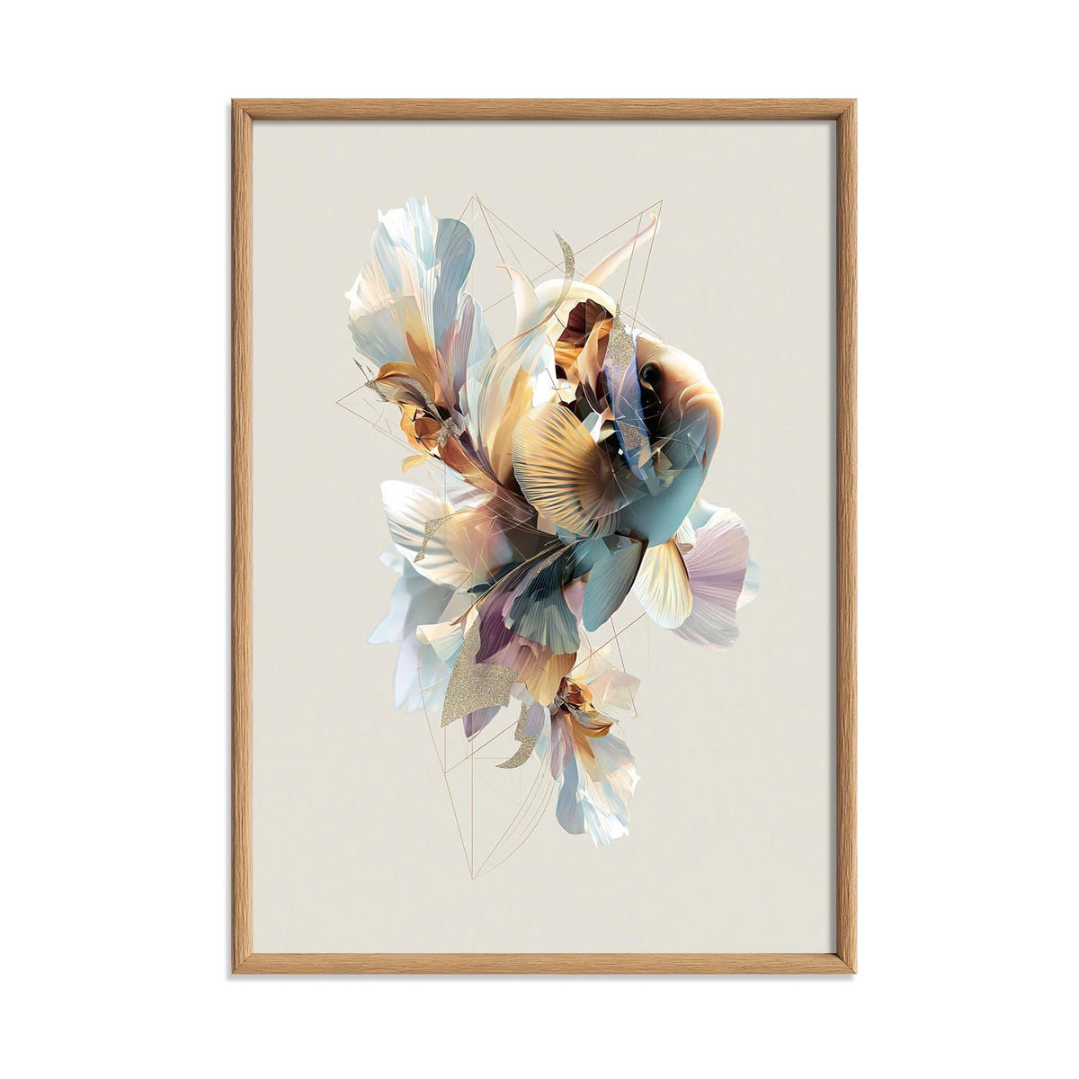 Clownfish Wall Art Print, Abstract Geometric Fish Poster, Coastal Bathroom Decor, Ocean Animal Art, Nautical Sea Life Print