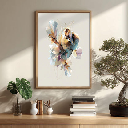 Clownfish Wall Art Print, Abstract Geometric Fish Poster, Coastal Bathroom Decor, Ocean Animal Art, Nautical Sea Life Print