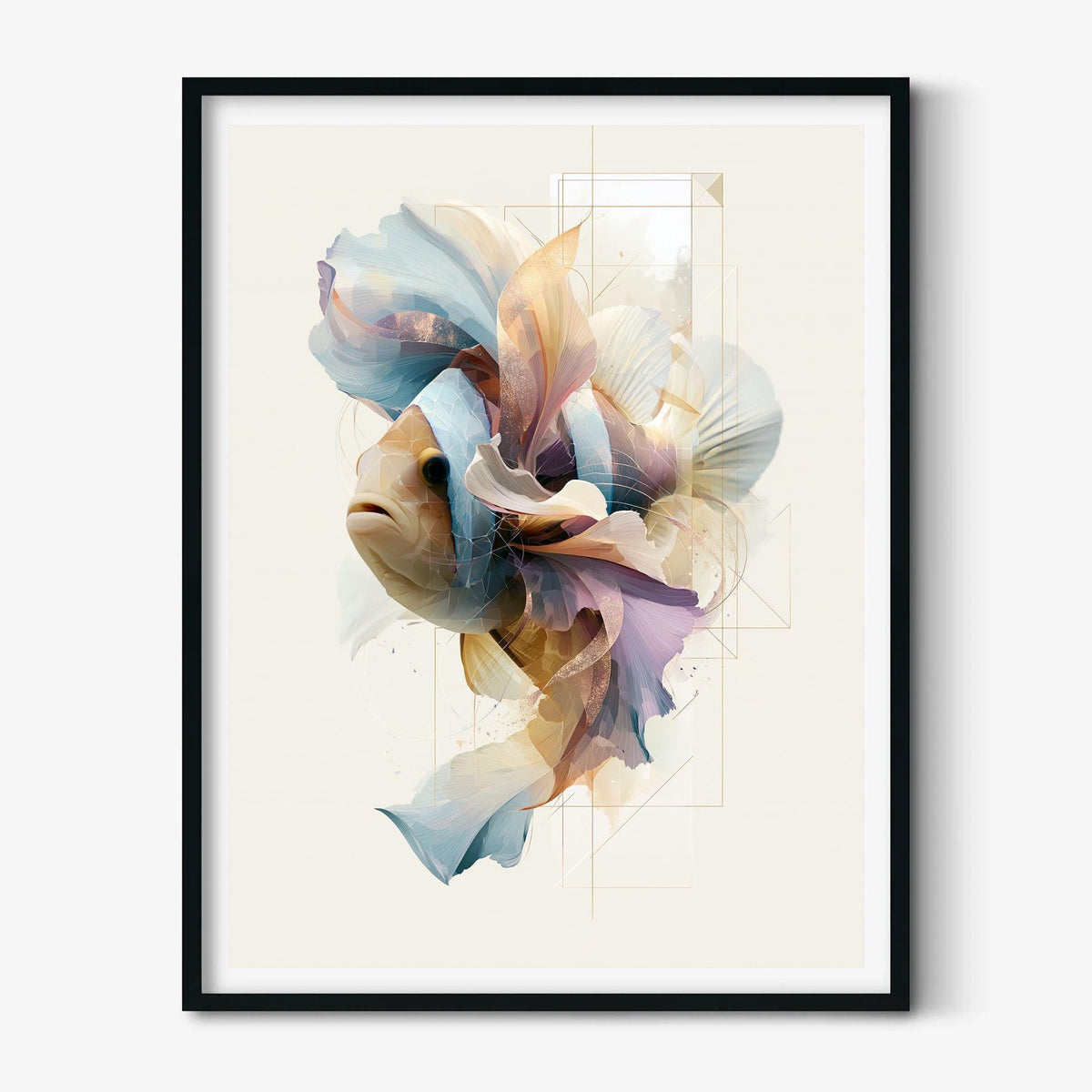 Clownfish Wall Art Print, Abstract Geometric Fish Poster, Coastal Bathroom Decor, Ocean Animal Art, Nautical Sea Life Print