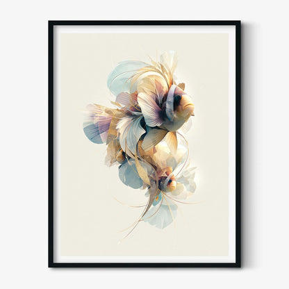 Clownfish Print, Abstract Geometric Fish Poster, Coastal Bathroom Decor, Ocean Animal Art, Nautical Sea Life Print