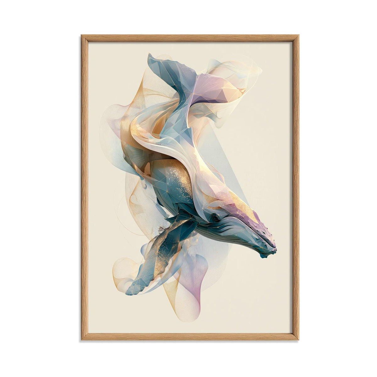 Humpback Whale Wall Art Print, Abstract Geometric Whale Poster, Coastal Ocean Decor, Nautical Sea Life Art, Beach House Print