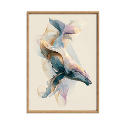 Humpback Whale Wall Art Print, Abstract Geometric Whale Poster, Coastal Ocean Decor, Nautical Sea Life Art, Beach House Print