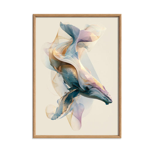 Humpback Whale Wall Art Print, Abstract Geometric Whale Poster, Coastal Ocean Decor, Nautical Sea Life Art, Beach House Print