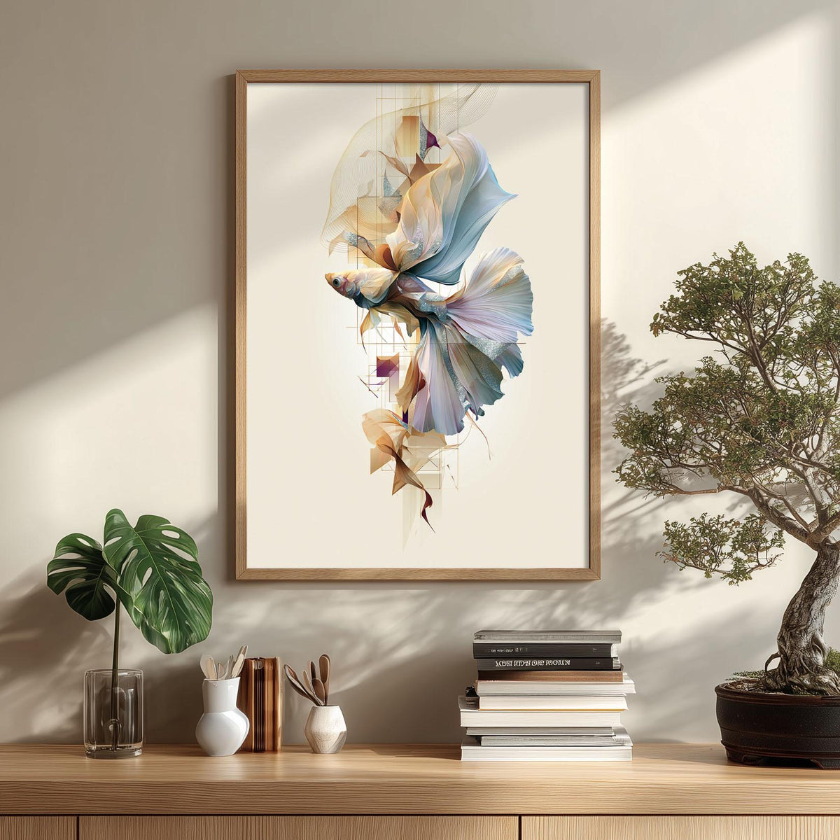 Guppy Wall Art Print, Abstract Geometric Guppy Poster, Tropical Fish Art, Aquarium Decor, Modern Fish Wall Decor