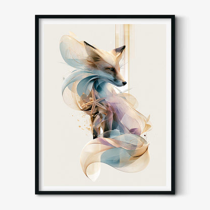 Fox Wall Art Print, Abstract Geometric Fox Poster, Woodland Animal Art, Forest Nursery Decor, Modern Nature Wall Decor