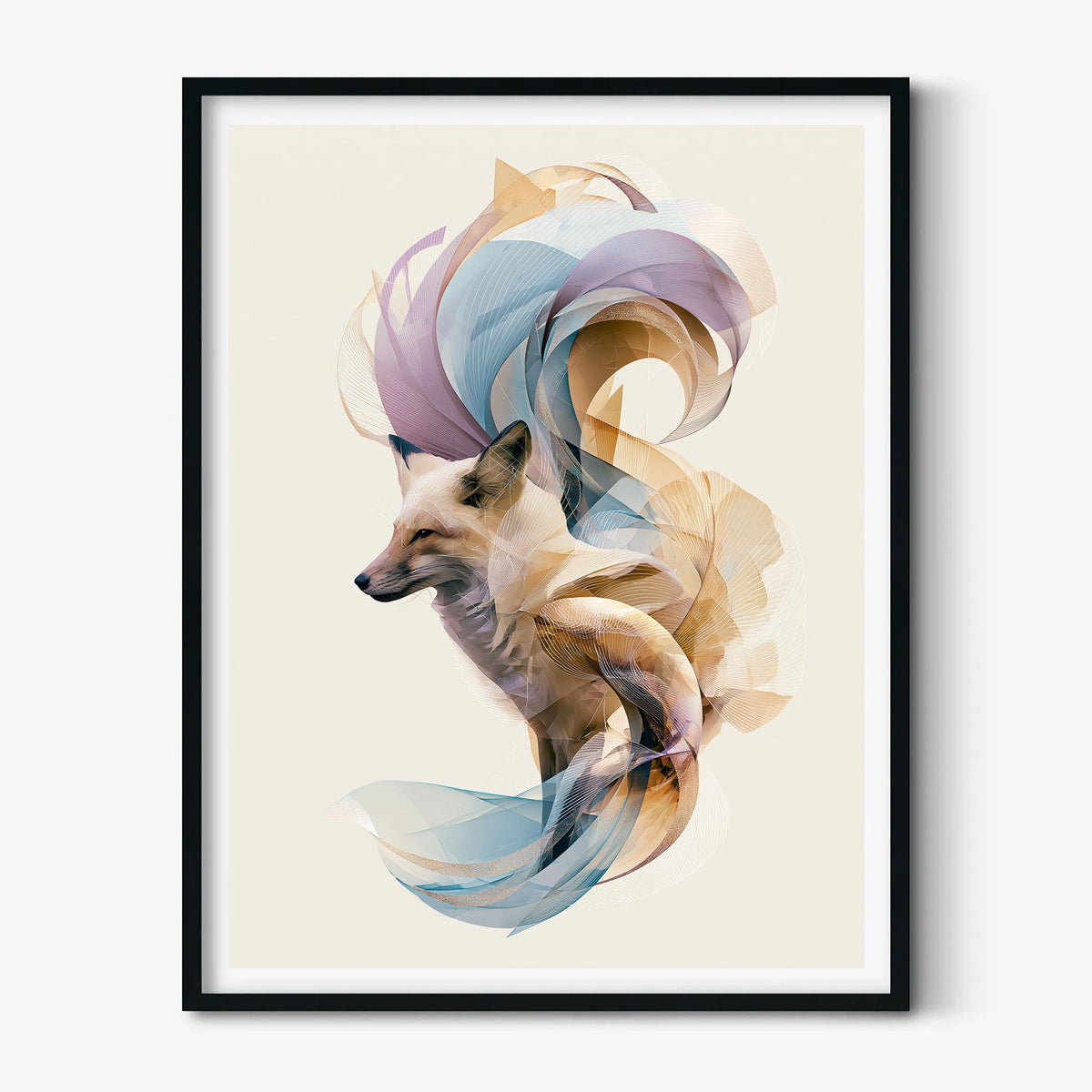 Abstract Geometric Fox Print, Woodland Animal Art, Pastel Nature Decor