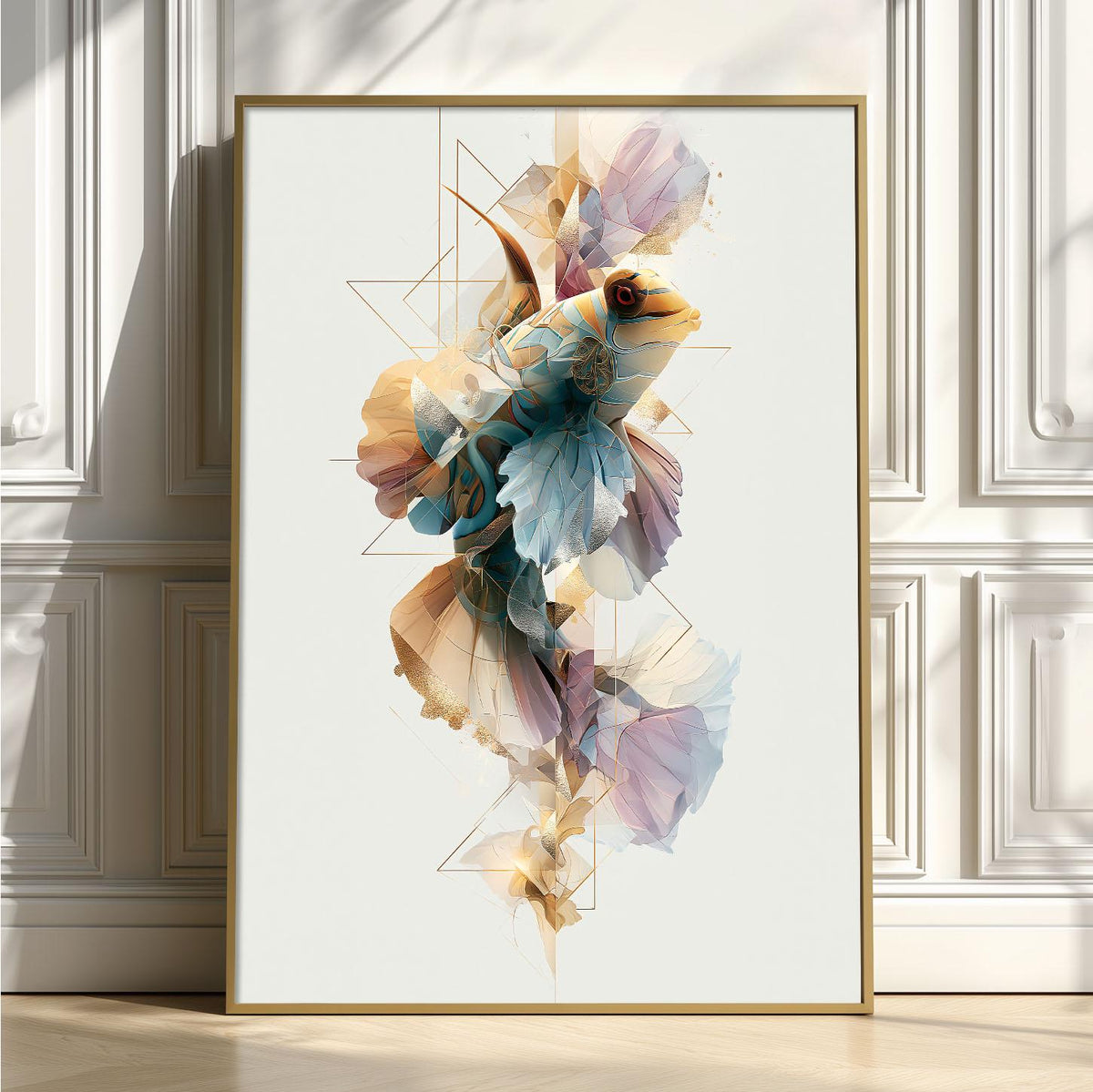 Abstract Geometric Mandarinfish Print, Tropical Aquarium Wall Decor