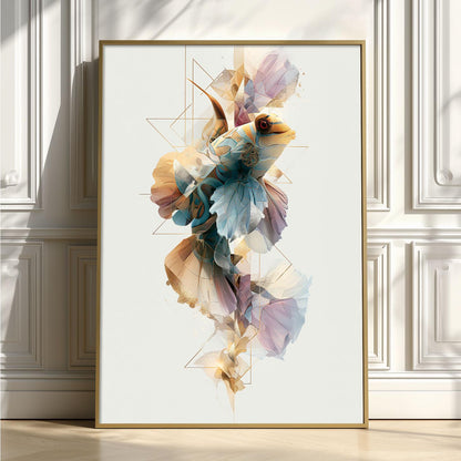Abstract Geometric Mandarinfish Print, Tropical Aquarium Wall Decor