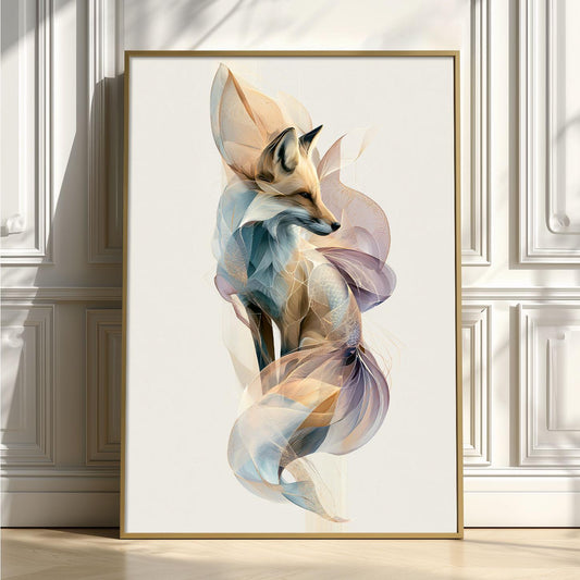 Abstract Geometric Fox Wall Art, Woodland Animal Poster, Modern Nature Nursery Decor