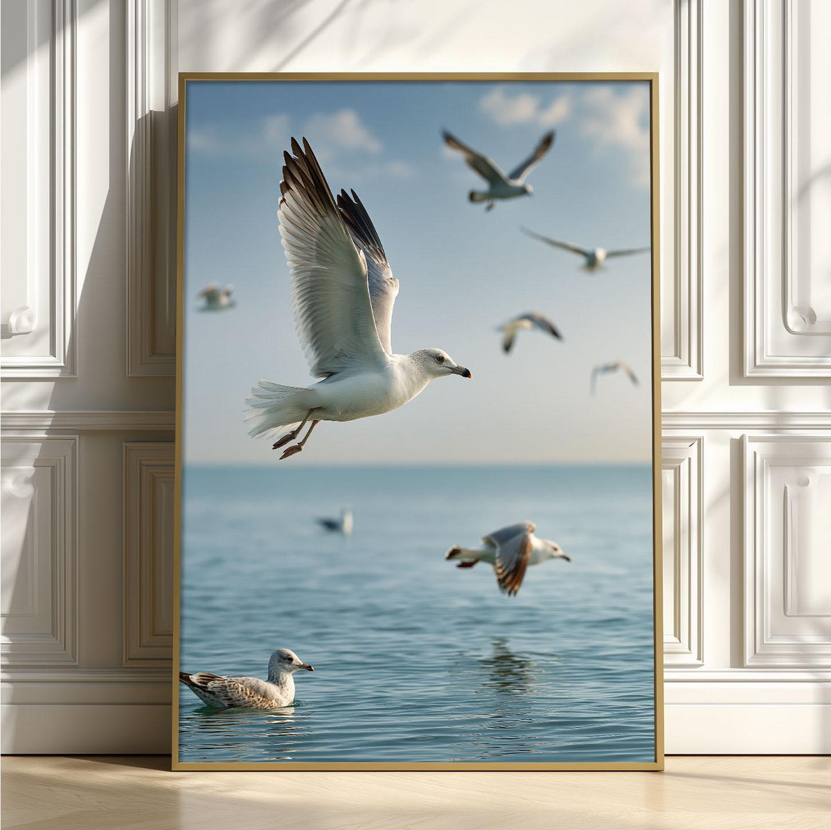 Seagull Wall Art, Coastal Bird Poster Print, Ocean Photography Picture, Beach House Sea Decor